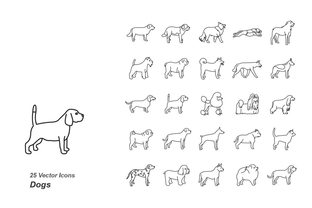 Dogs outlines vector icons, an Icon by Jisun Park