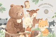 WOODLAND BABIES. Watercolor set, an Animal Illustration by OlliArtDesign (Thumbnail 1 of 9)