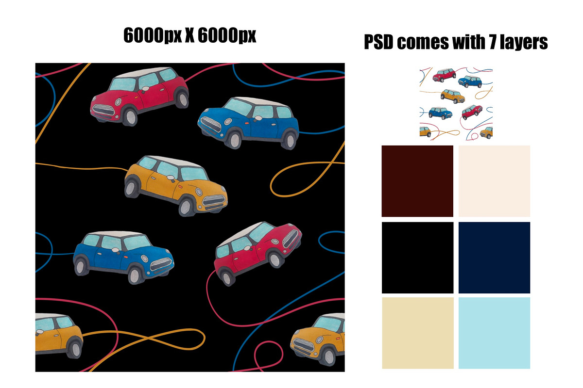 Toy Cars Seamless Repeat Pattern, an Illustration by Forest Lily