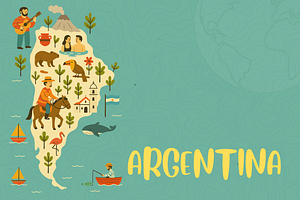 Whimsical Argentina Travel Map