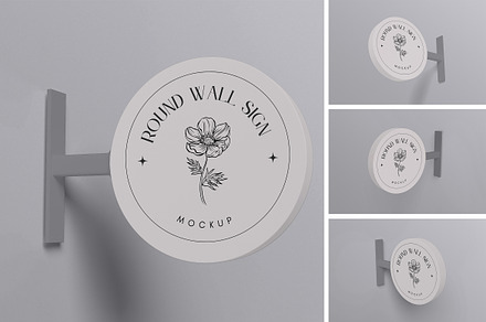Round Wall Sign Mockup, an Advertising Mockup by xavier_studio