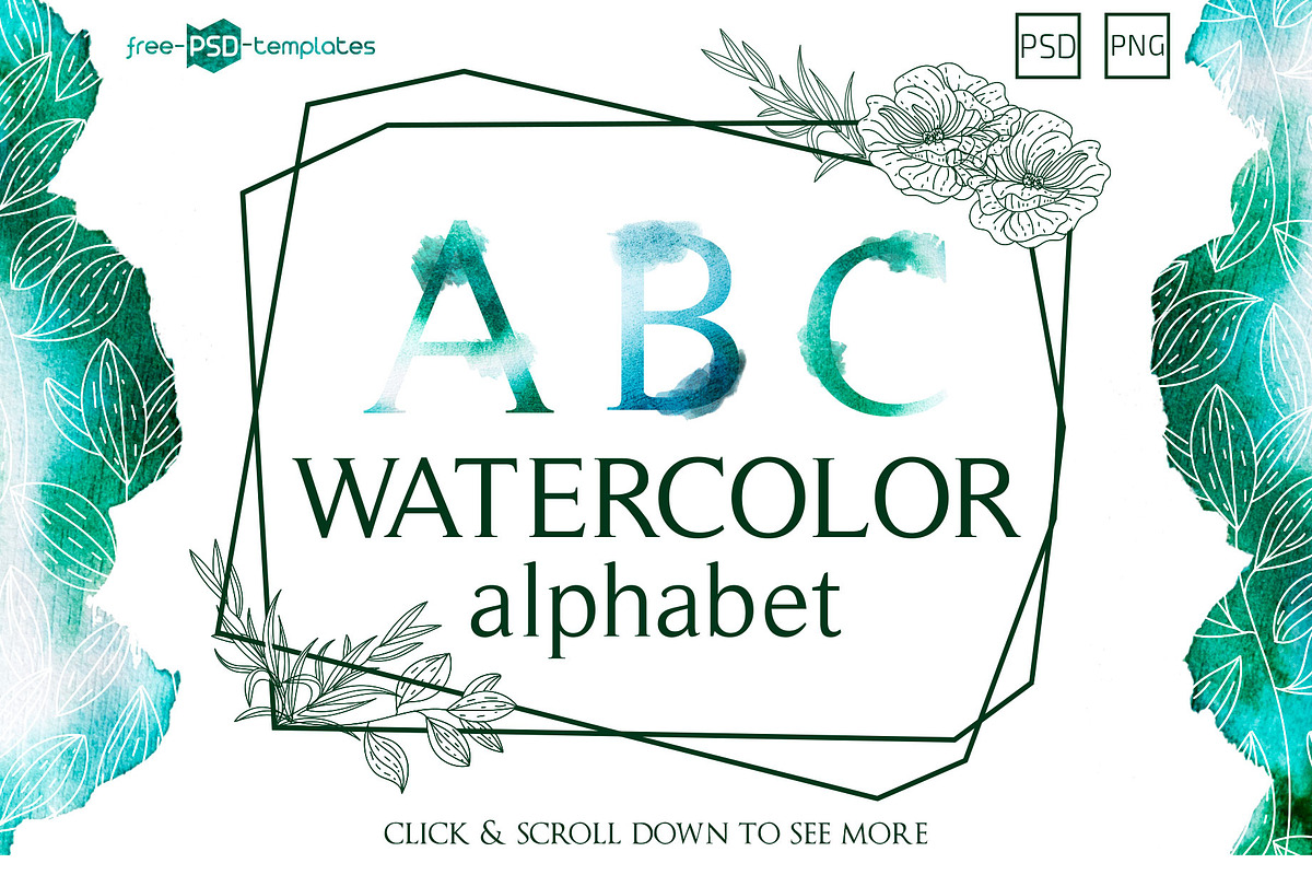 Watercolor Textures and Alphabet, an Object Graphic by Free-PSD-Templates (Photo 2 of 4)