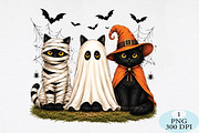Spooky Halloween Cats PNG, a Seasonal Illustration by Daily.Designs (Thumbnail 1 of 5)