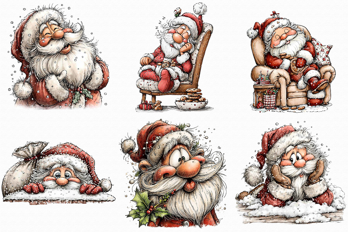 Funny Christmas Santa Clipart, an Illustration by Libby Wishes (Photo 2 of 7)