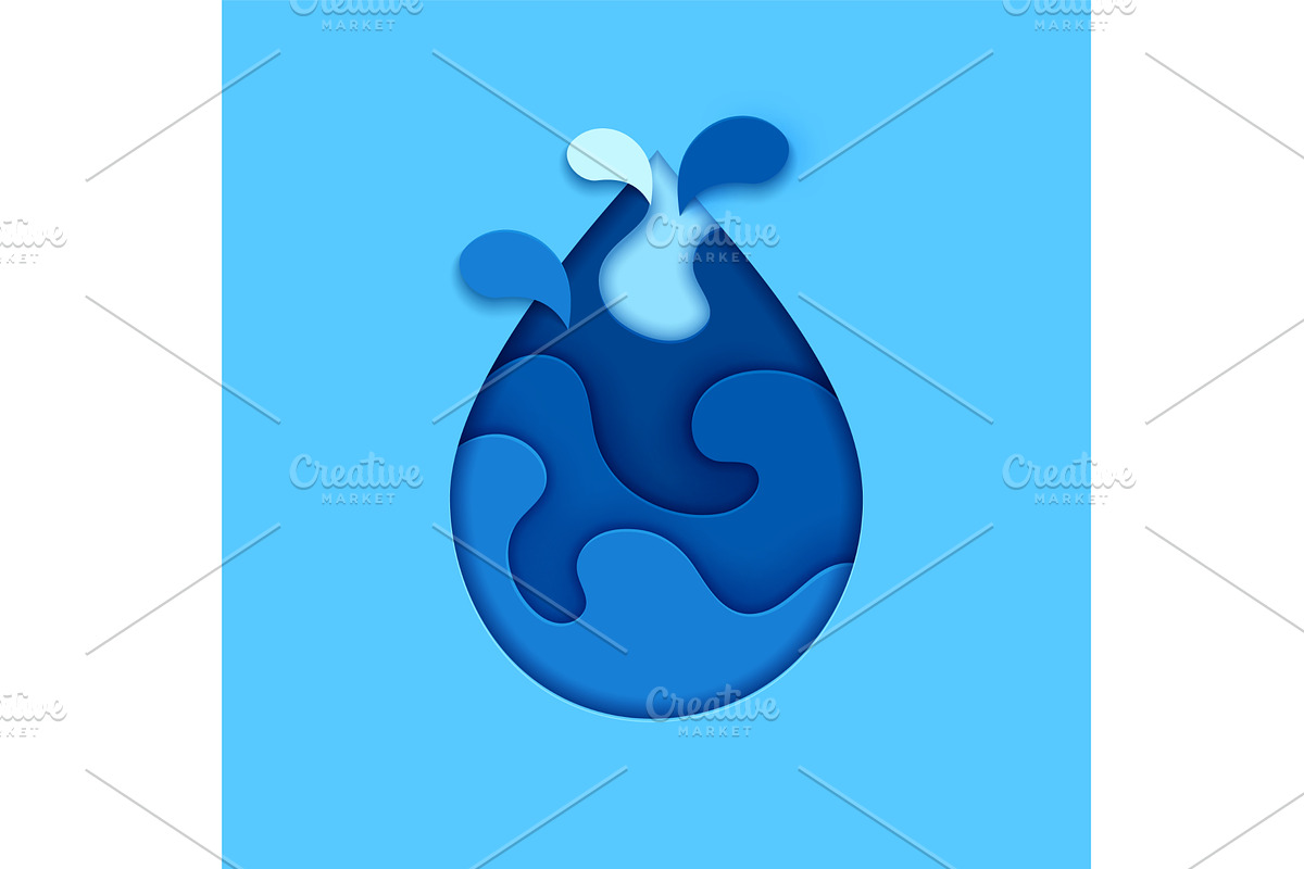 Blue water drop paper cut, a Decorative Illustration by Buch&Bee