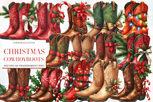 Christmas Cowboy Boots Clipart, an Illustration by Designworld