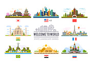 Welcome to world, flat landscape set, an Illustration by Oleg Beresnev (Thumbnail 1 of 3)