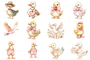 Watercolor Girly Goose Clipart, an Illustration by CitraGraphics (Thumbnail 2 of 6)
