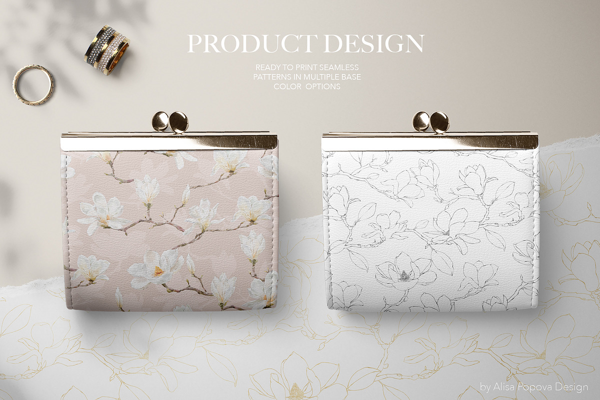 Watercolor White Magnolia Mijelo, a Pattern Graphic by Alisa Fimen Design (Photo 5 of 12)