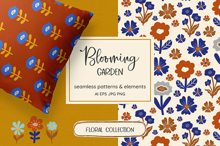 Wildflower Meadow patterns & clipart