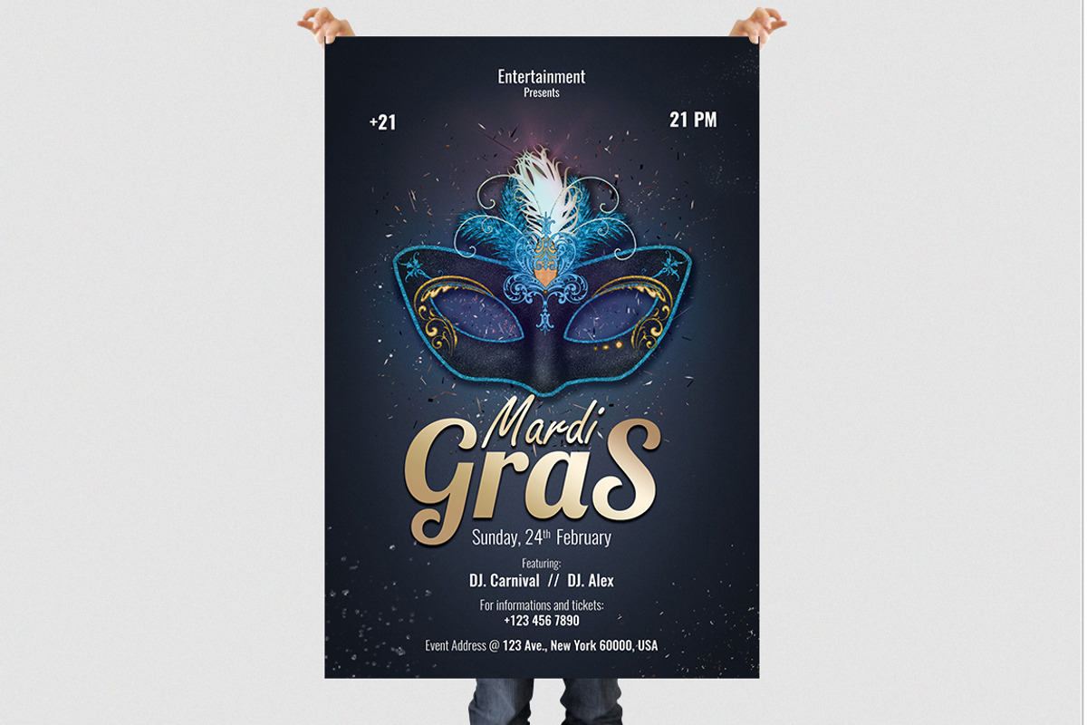 Mardi Gras 2019 PSD Flyer Template, a Flyer Template by Naim Selmani (Photo 2 of 2)