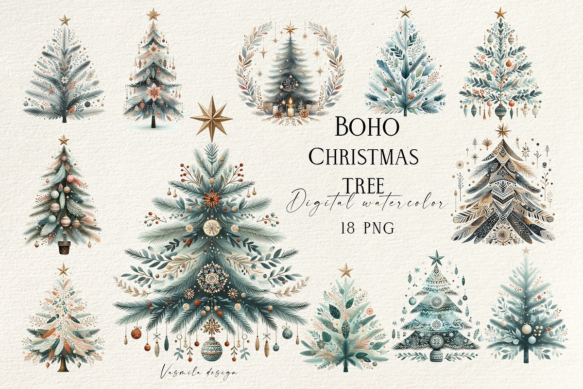 Boho Christmas Tree, a Decorative Illustration by Vasmila (Photo 1 of 5)