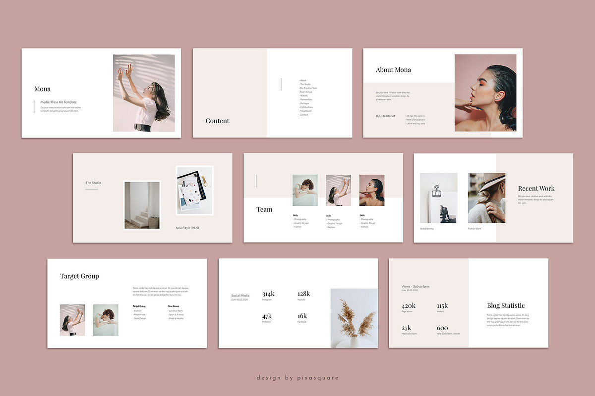 MONA - Media Kit Keynote Template, a Presentation Template by PixaSquare