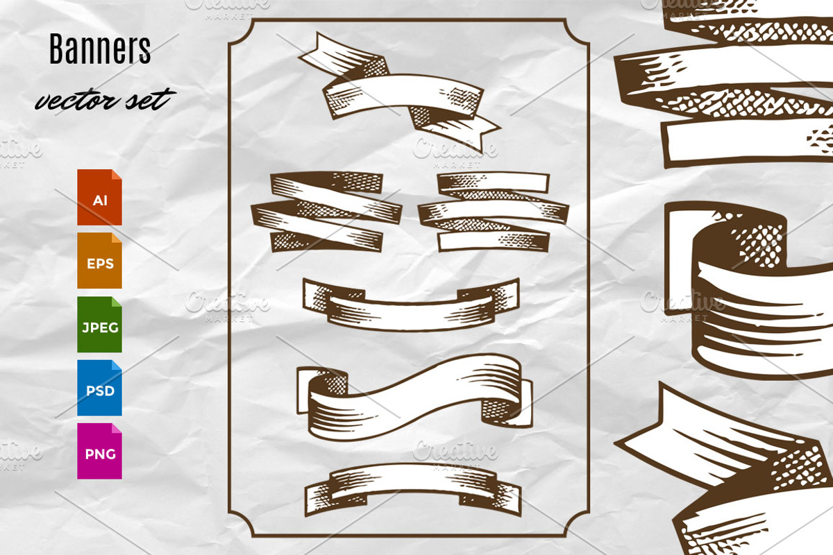 Retro Banners, a Decorative Illustration by Yulia
