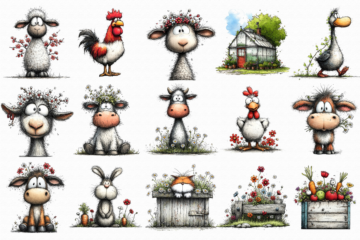 Spring Farm Watercolor Clipart, an Illustration by Libby Wishes (Photo 6 of 6)