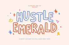 Hustled Emerald - Messy Outline Font