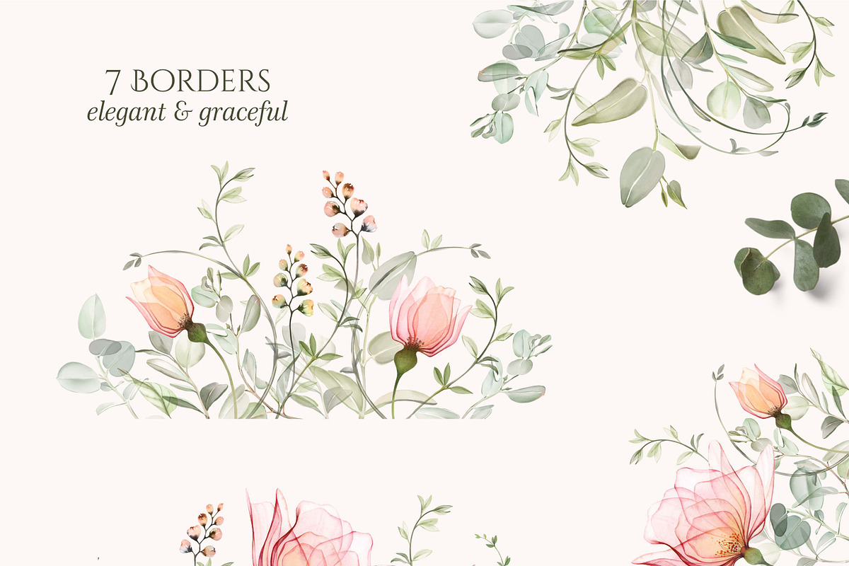 Transparent Blush Garden Watercolor, an Illustration by Akvarelldesign (Photo 3 of 10)