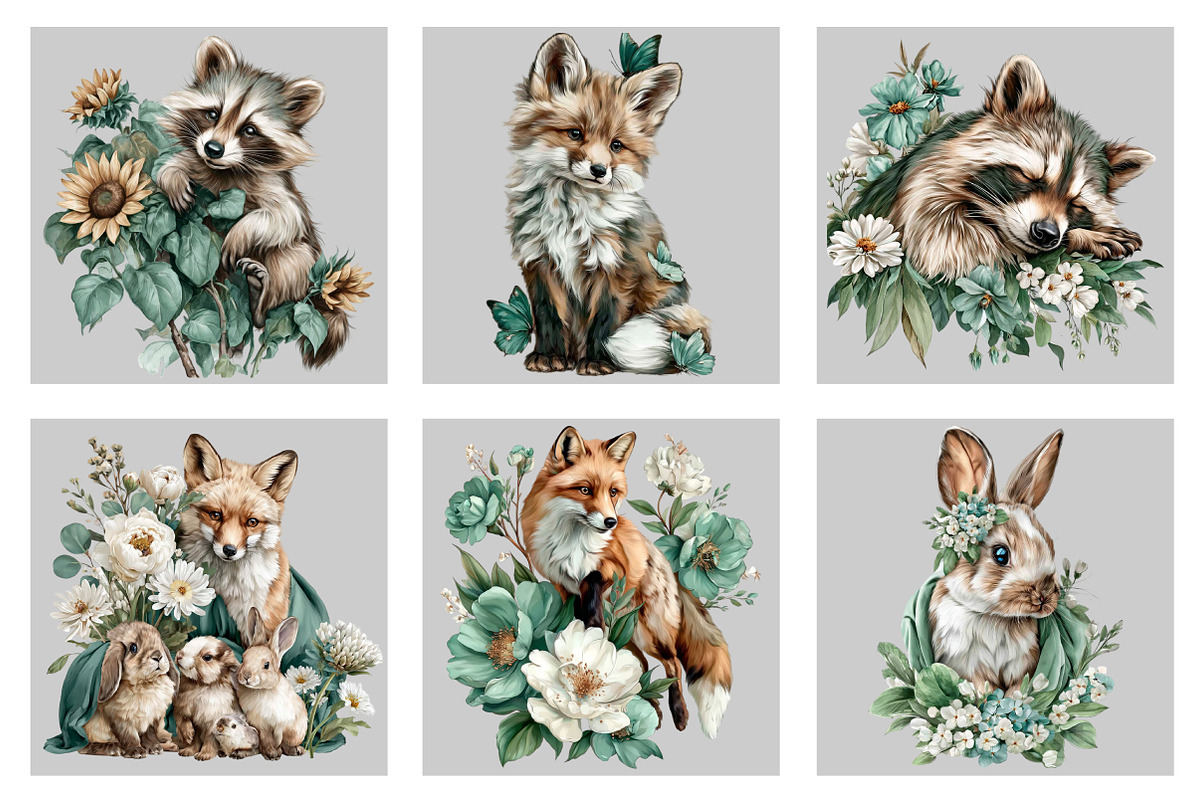 Summer Woodland Animals Clipart, an Illustration by Black Bird Studio (Photo 3 of 5)