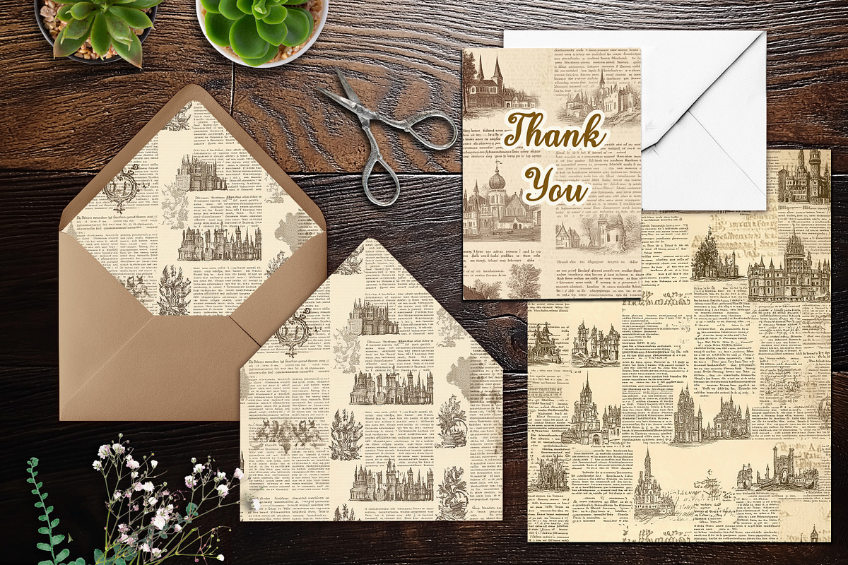 Old World Gazette Scrapbook Papers, a Background Graphic by V Design Creator (Photo 4 of 12)