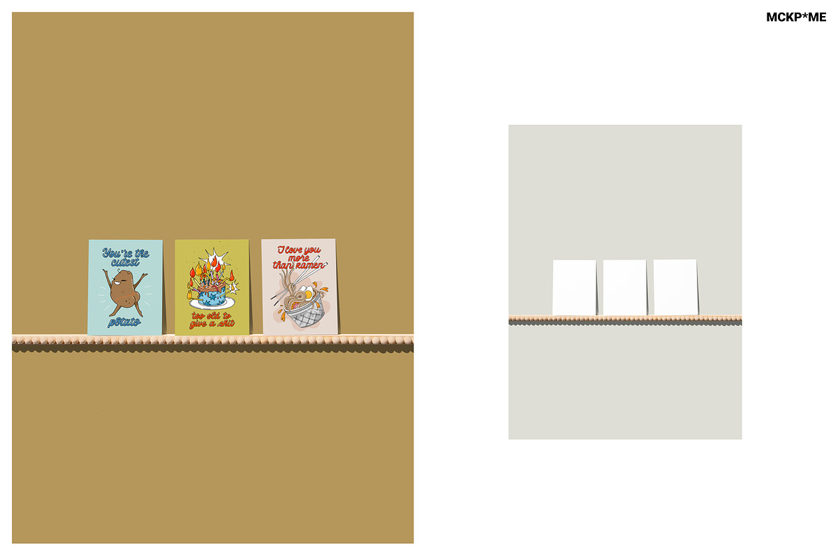 US A2 CARDS ON SHELVES MOCKUPS, a Merchandise Mockup by MCKP*ME