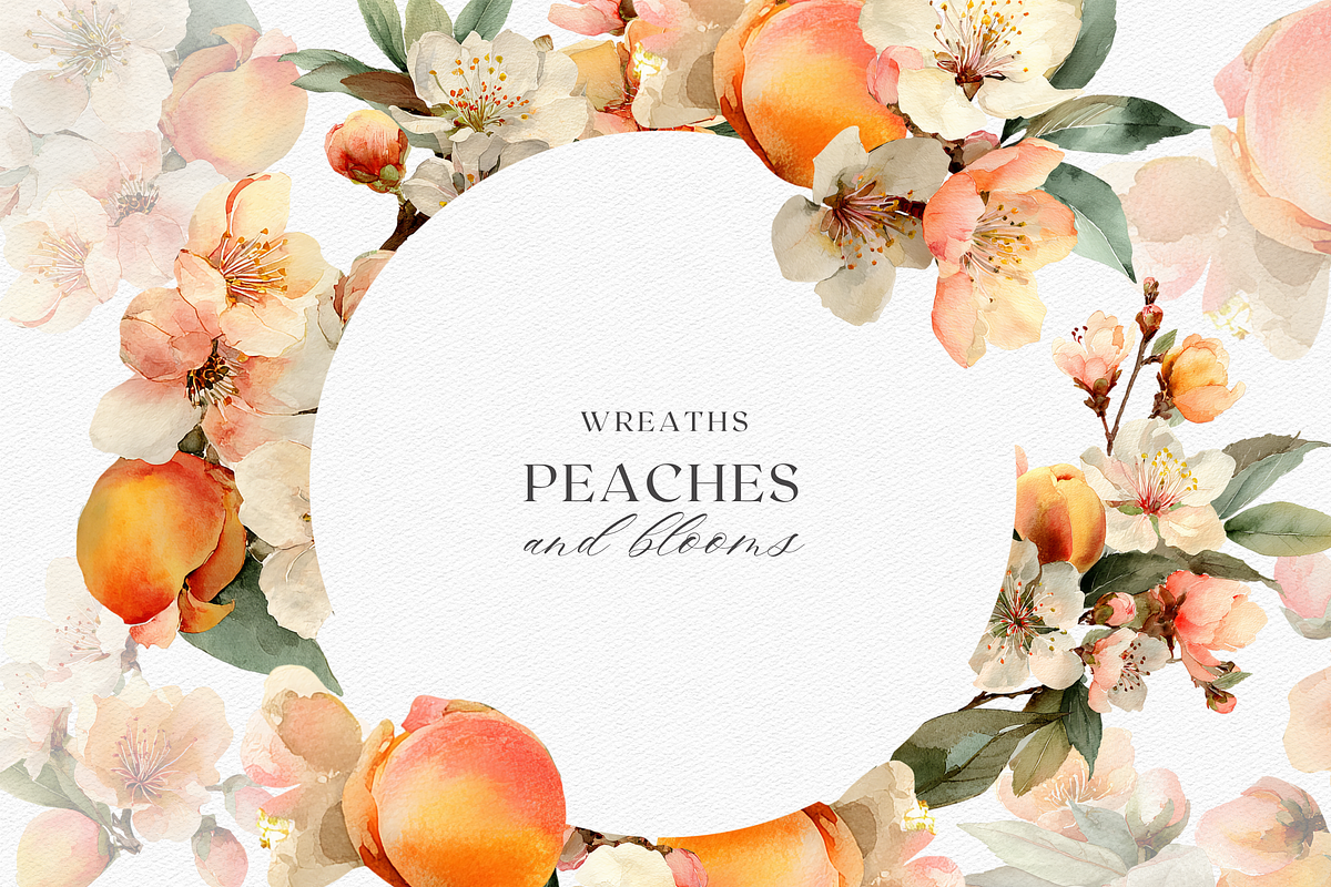 Watercolor Peach Bouquet Clipart, a Decorative Illustration by ThaismotaCreativeCo (Photo 5 of 13)