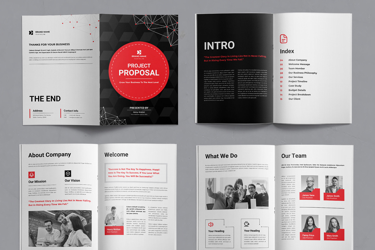 Black And Red Color Project Proposal, a Brochure Template by ContestDesign (Photo 2 of 3)