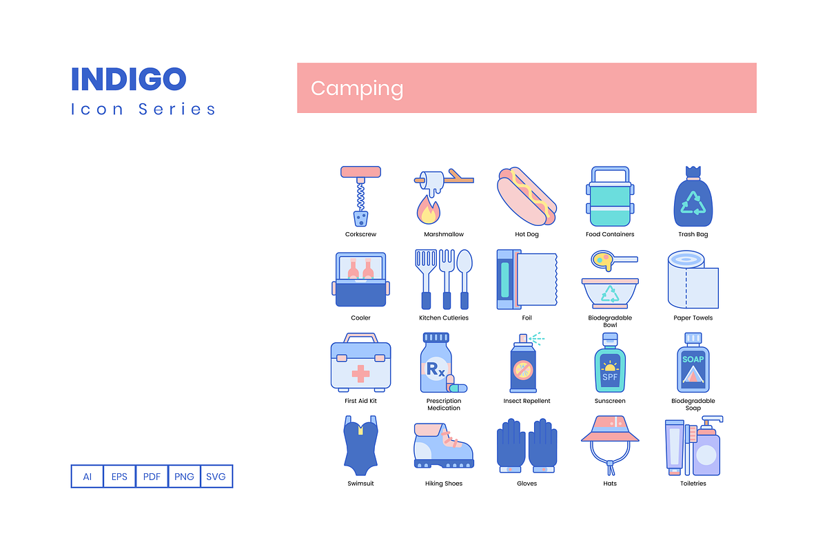 90 Camping Icons | Indigo Series, an Icon by Flat Icons