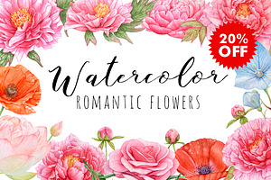 20%OFF! Watercolor Romantic Flowers