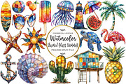 Stained Glass Summer Clipart, an Illustration by OK Design (Thumbnail 1 of 5)
