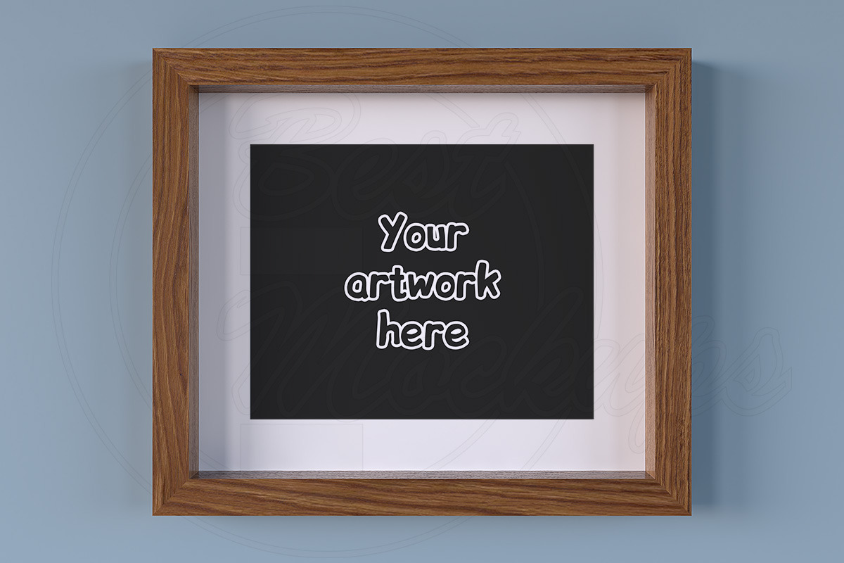 Horizontal wood frame mockup 10x8, a Print Template by BestMockups