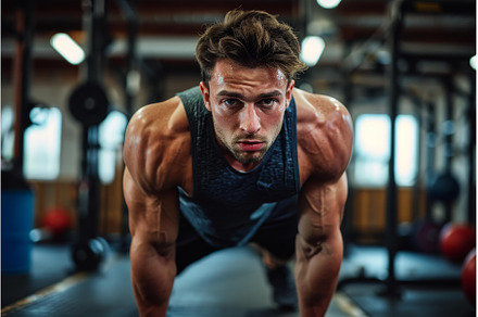 Focused Athlete intense training gym, a Sports & Recreation Photo by Ylivdesign