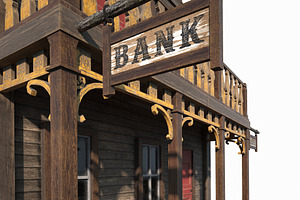 Western Bank Low Poly PBR