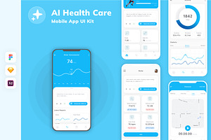 AI Health Care Mobile App UI Kit, an UI Kit Template by uicube