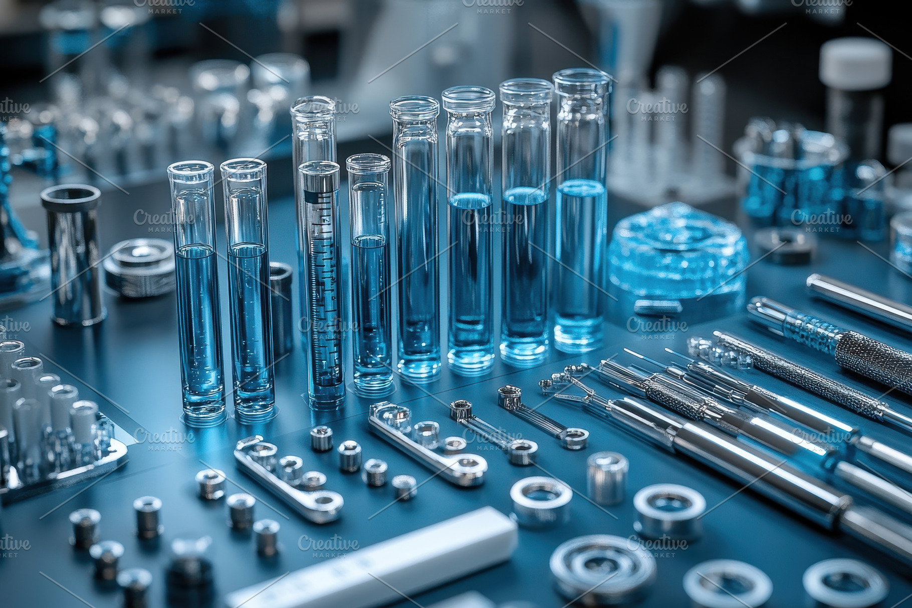 Laboratory setup with glassware and, a Photo by Tanuart