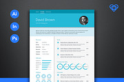 Material Resume Aqua, a Resume Template by ikono.me (Thumbnail 1 of 5)