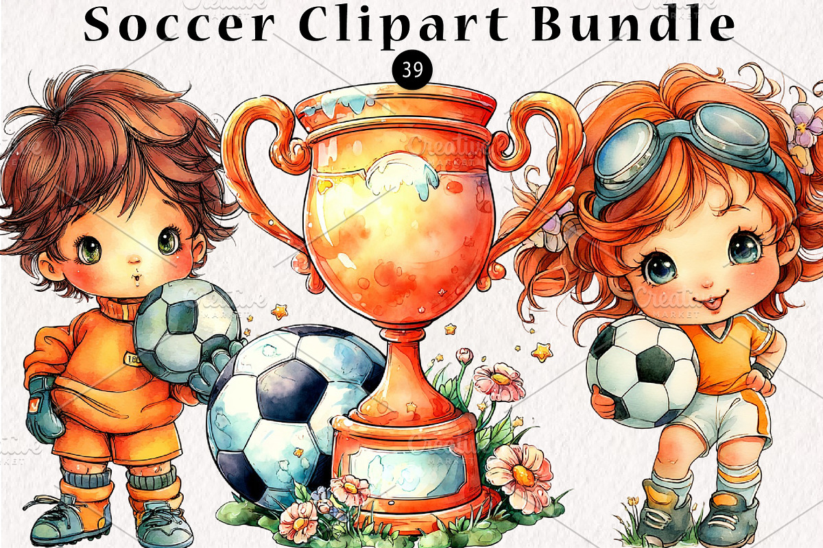 Soccer Clipart Bundle, a Seasonal Illustration by CreationArt (Photo 1 of 5)