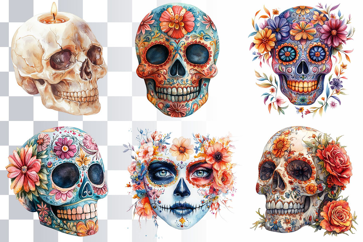 17 Dia de los Muertos Illustrations, a Seasonal Illustration by Loony Dream Designs (Photo 4 of 5)