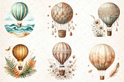 Watercolor Hot Air Balloons Boho PNG, an Illustration by DreamCafeArt (Thumbnail 2 of 6)