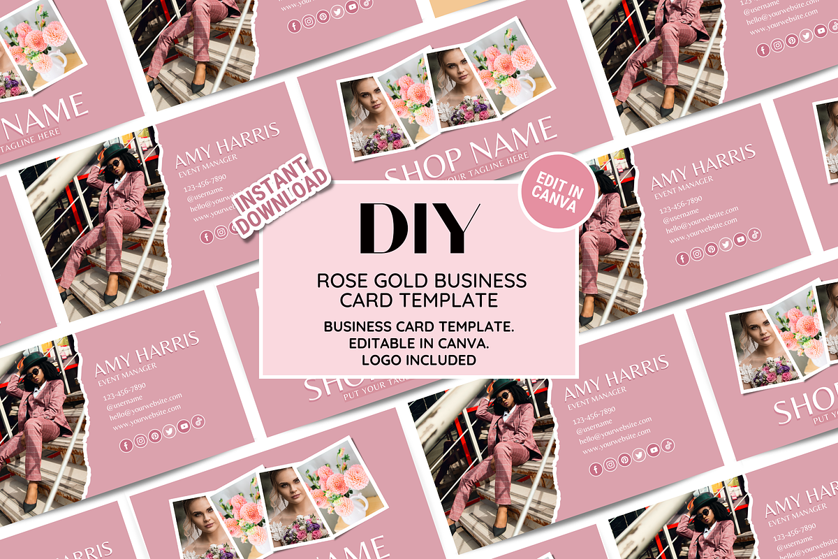 Blush Pink Business Card, a Business Card Template by SunshineStudioBoutique (Photo 2 of 10)