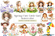 Spring Cute Little Girl Clipart, a Seasonal Illustration by DreamArtGraphic (Thumbnail 1 of 4)