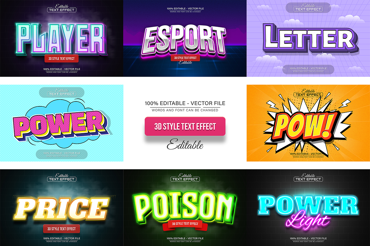 3D Text Effects Collection Vol 36, a Graphic by Aglonemadesign (Photo 1 of 9)