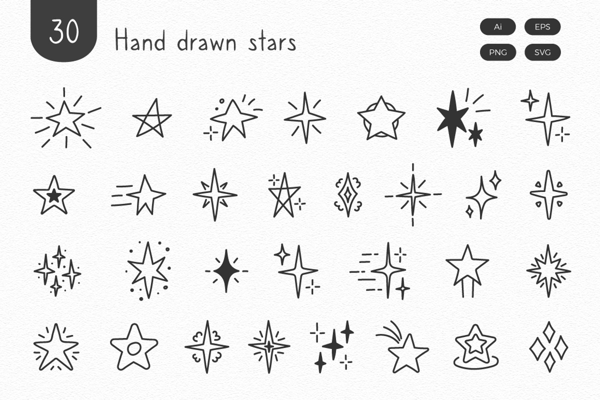 Hand Drawn Stars, a Graphic by PixMarket