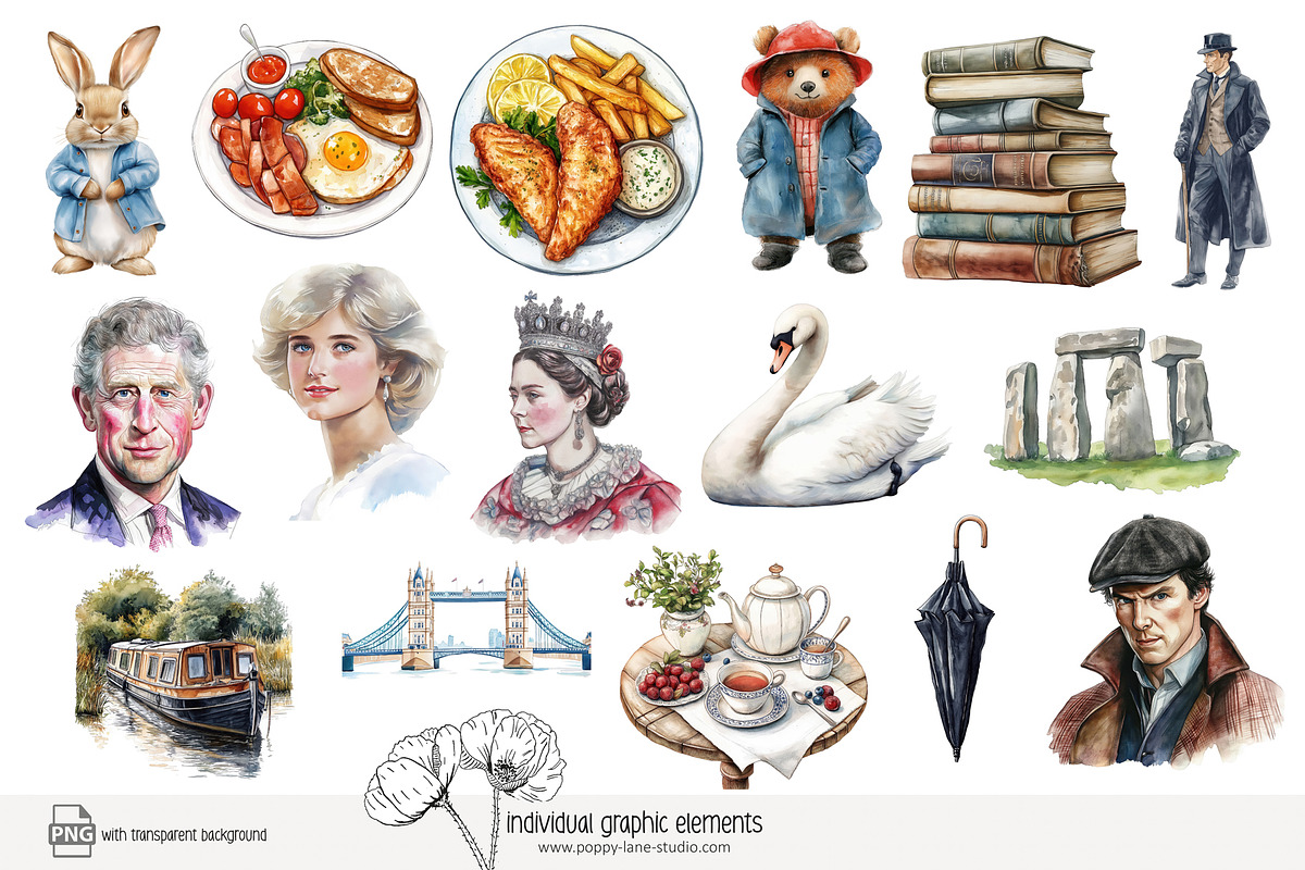 90 Great Britain clip art, a Decorative Illustration by Poppy Lane Studio (Photo 6 of 11)