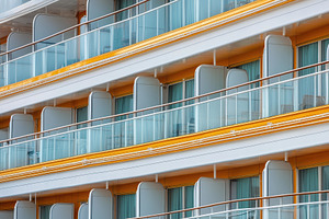 Balconies of a modern cruise ship sh, a Photo by Tanuart