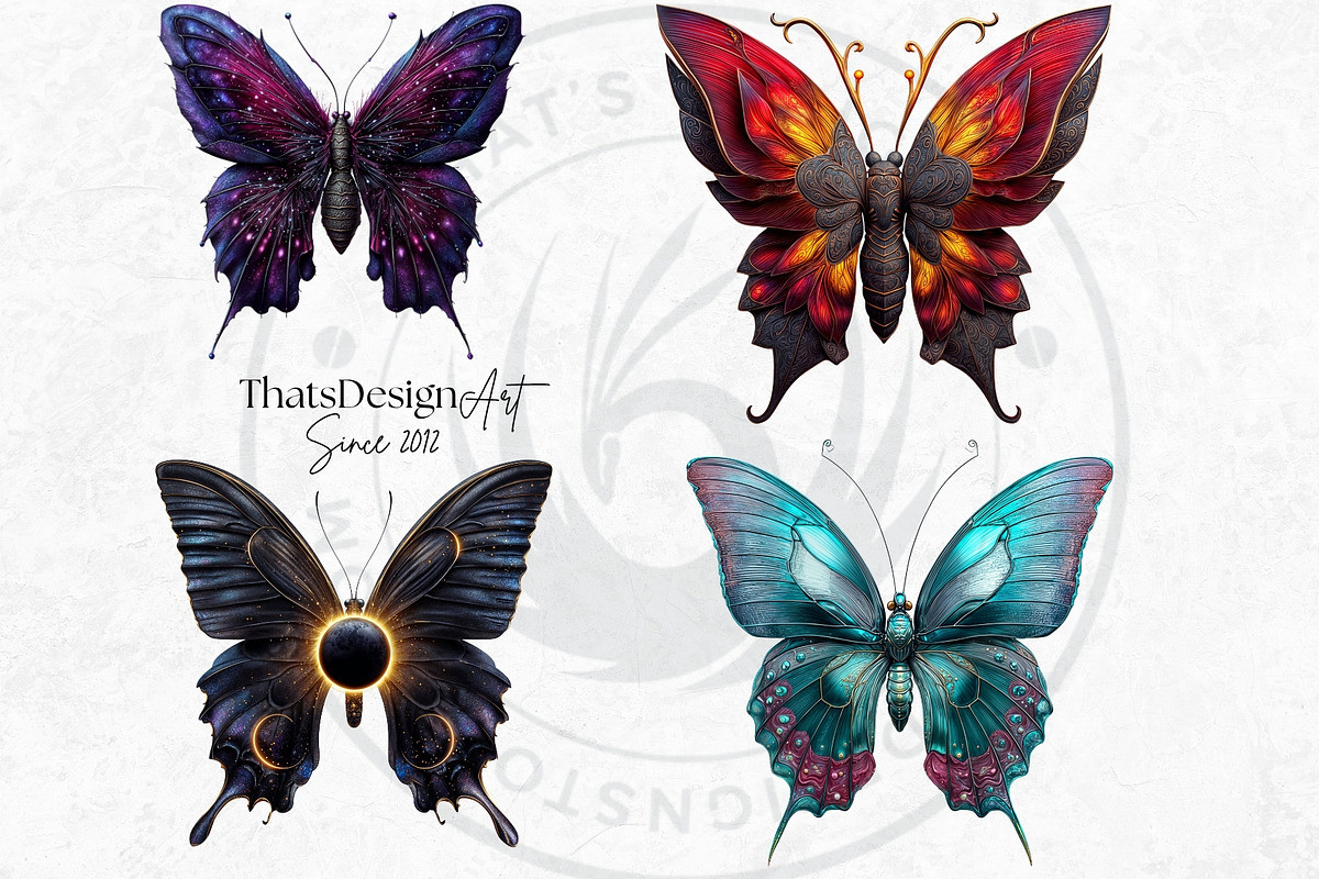 Fantasy Elemental Butterfly Cliparts, an Animal Illustration by ThatsDesignArt (Photo 9 of 10)