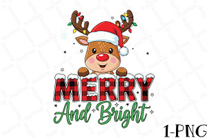 Merry And Bright Reno Reindeer Png, an Illustration by DreamPrint404