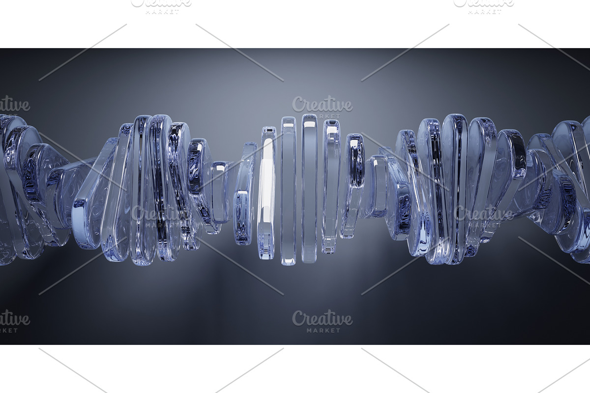 Blue glass DNA helix spiral on dark, a Technology Illustration by Marozhkastudio