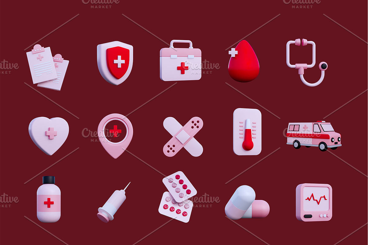 3d Medical icons pack, an Object 3D Model by deviapuspitasari2