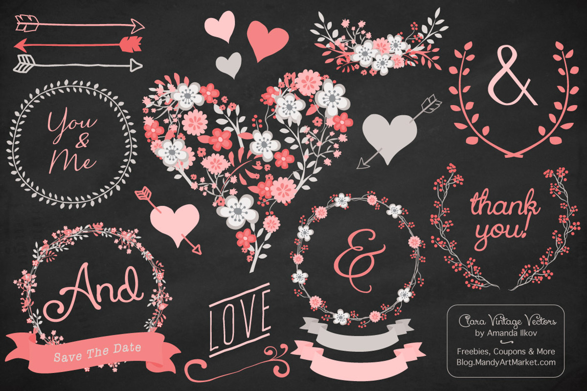 Coral Flower Heart Vectors & Clipart, an Illustration by Amanda Ilkov (Photo 2 of 4)