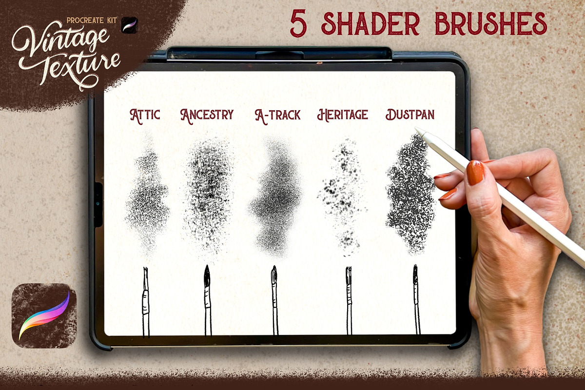 Vintage Texture Procreate Brush Kit, a Brush Add-On by The Pigeon Letters (Photo 6 of 9)